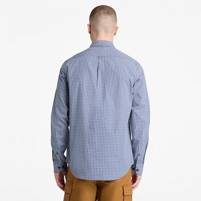 Mens Micro Plaid Poplin Long Sleeve Shirt