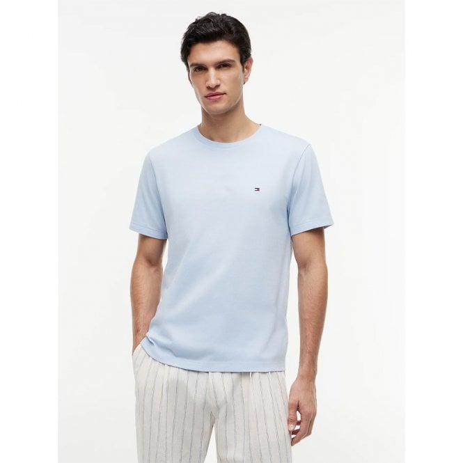 Mens Flag Embroidery Jersey Crew Neck T-Shirt