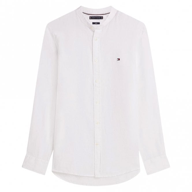 Mens Slim Fit Washed Pure Linen Long Sleeve Shirt