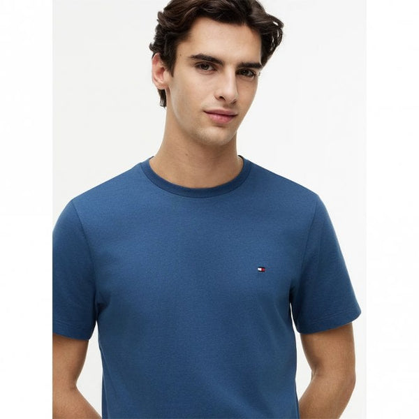 Mens Flag Embroidery Jersey Crew Neck T-Shirt