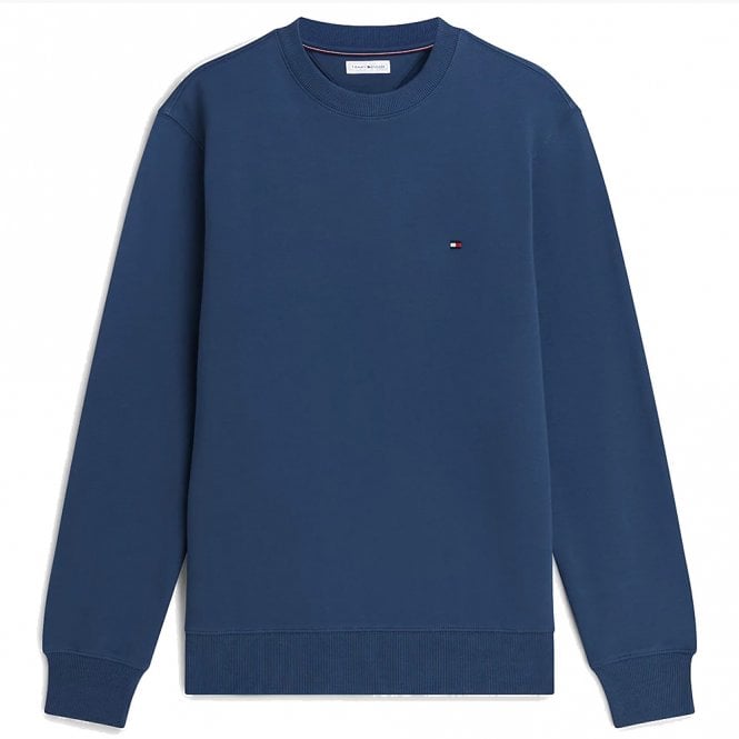 Mens Flag Embroidery Terry Crew Neck Sweatshirt