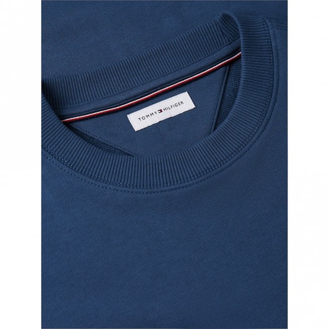 Mens Flag Embroidery Terry Crew Neck Sweatshirt