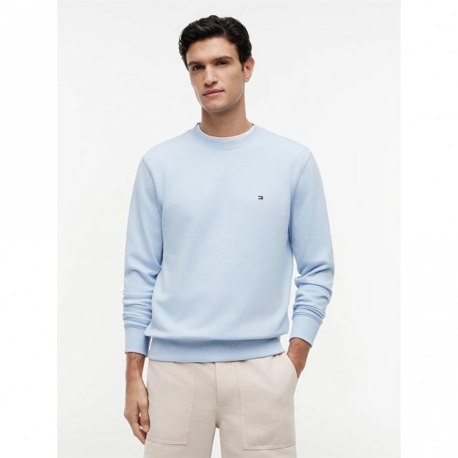 Mens Flag Embroidery Terry Crew Neck Sweatshirt
