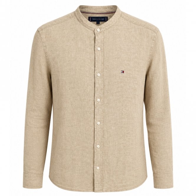Mens Slim Fit Washed Pure Linen Long Sleeve Shirt Main image
